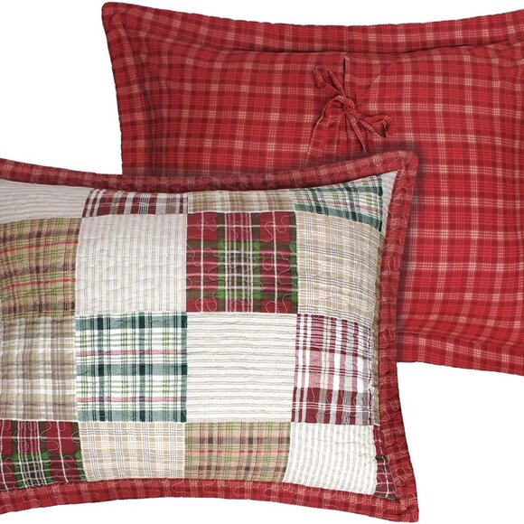 Greenland Home Oxford 100% Cotton Quilted Bedspread Set, 3-Piece Jumbo King, Red - Picture 2 of 6